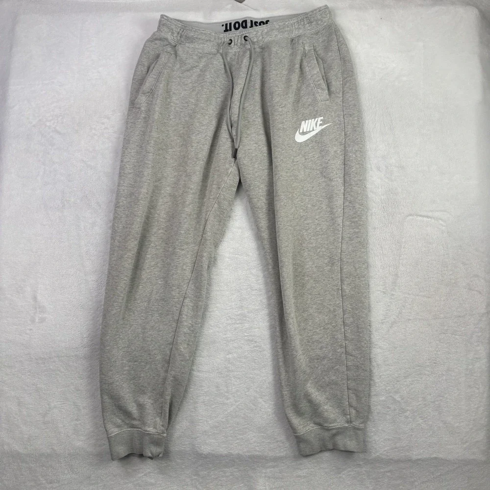 Nike Just Do It Grey Fleece Jogger Sweatpants Activewear Athletic Men's Large
